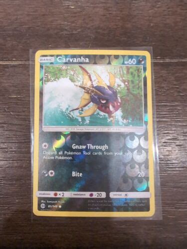 Pokémon Tcg Carvanha Sun And Moon Base Set 81 149 Reverse Holo Common Nm