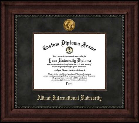 Alliant International University Diploma Frame Gold Medallion Suede