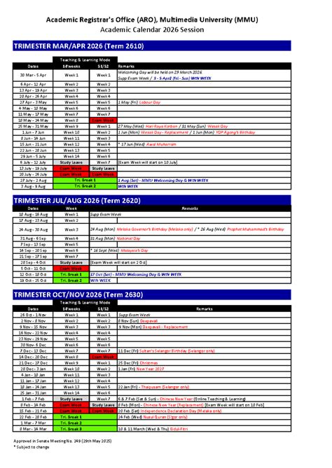 Academic Calendar Mmu 2026 - Academiccalendars.net