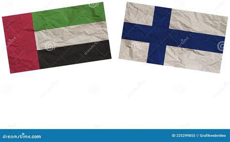 Finland And United Arab Emirates Flags Together Paper Texture