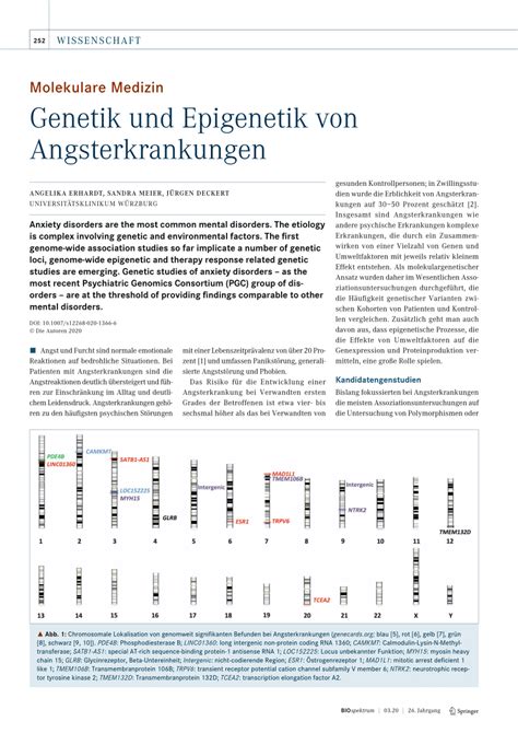 Pdf Genetik Und Epigenetik Von Angsterkrankungen