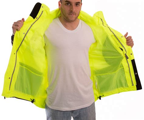 TINGLEY Black Yellow High Visibility Rain Jacket With Hood 3XL