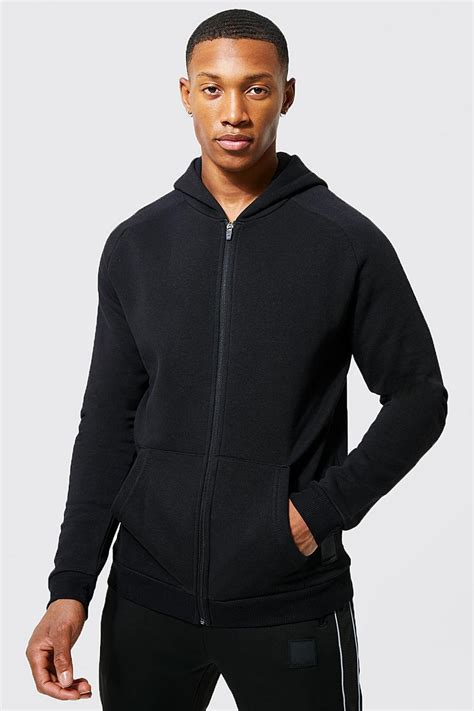 Man Active Gym Raglan Zip Through Hoodie Boohoo