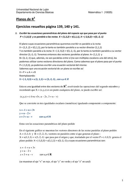 Ejercicios Resueltos Seccion 2 Departamento De Ciencias Básicas Matemática 1 10025 Planos De