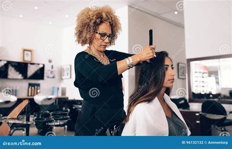 Woman Hairdresser at Work in Salon Stock Photo - Image of haircut ...