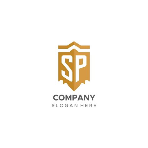 Monogram SP Logo With Shield Geometric Shape Elegant Luxury Initial