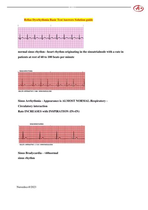 Relias Dysrhythmia Basic Test Answers Solution Guide 2023 Relias