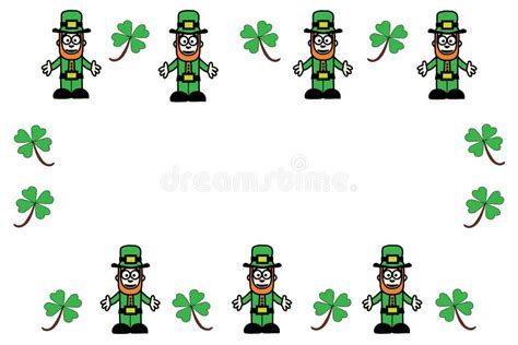 Shamrocks And Leprechauns Border Stock Vector Illustration Of Cartoon