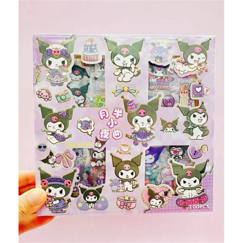 Jual Sticker Lucu 2D Sanrio Karakter Kuromi Dan Melody Isi 100 Lembar