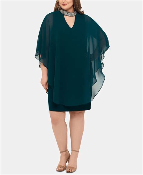 Xscape Plus Size Embellished Chiffon Overlay Dress Macys