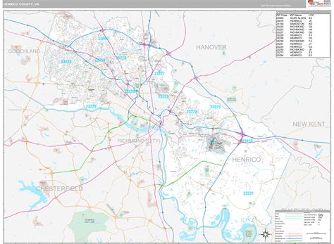 Henrico County Wall Map Premium Style