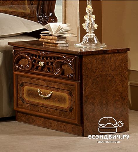 Тумба прикроватная "Виктория" (МДФ) (Орех глянец/Шелкография) Dm/Rz ...
