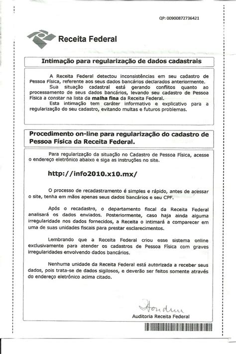 Cuidado Falsas Cartas Da Receita Federal Dicas Do Timoneiro