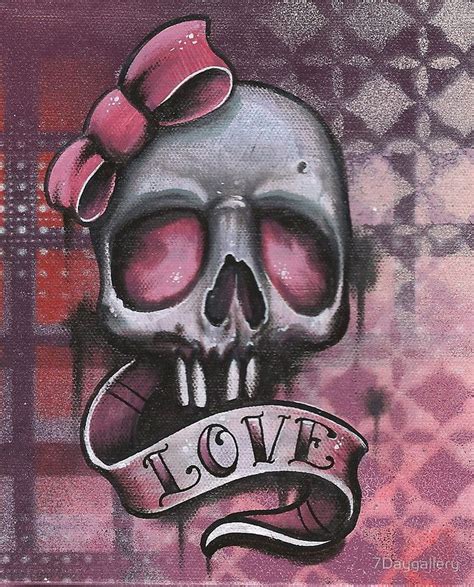 Love Skull Girly Cute Skull Tattoo Style By 7daygallery Skull Artwork Girly Skull Tattoos