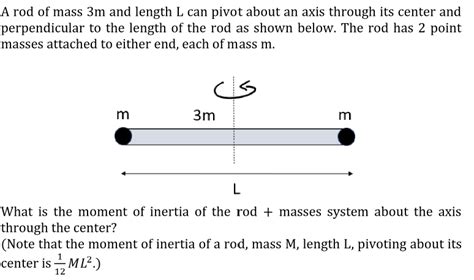 Solved A Rod Of Mass 3 M And Length L Can Pivot About An