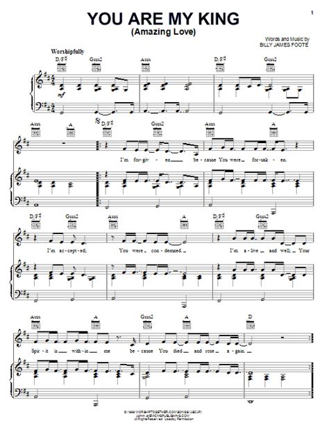 You Are My King Amazing Love By Newsboys Sheet Music For Piano Vocal And Guitar Chords Right