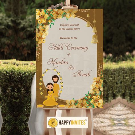 Haldi Ceremony Welcome Board Design Happy Invites