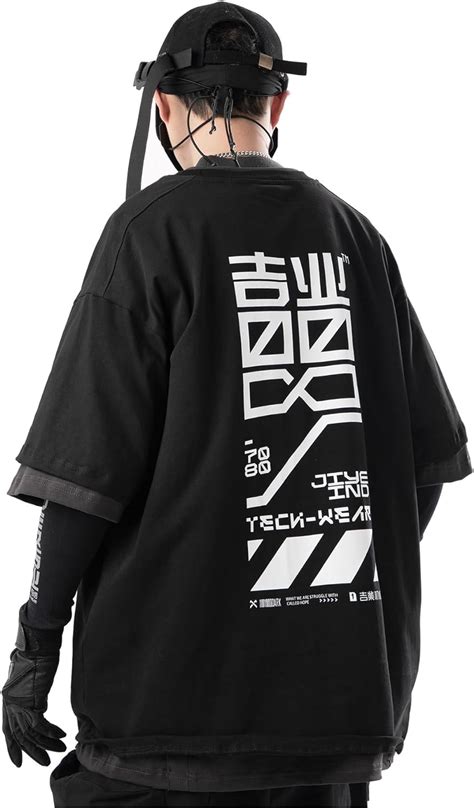 Niepce Inc Japanese Cyberpunk Half Sleeve Graphic Tees Men