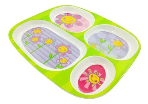 Plato Bebe Infantil 4 Divisiones Melamina Primeras Comidas