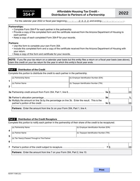 Arizona Form 354 P Ador11398 2022 Fill Out Sign Online And Download Fillable Pdf Arizona