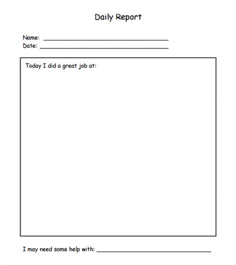 Daily Report Sheet Template