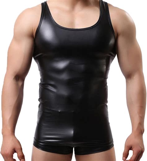 Dkegiff Men S Metallic Leather Shirt Mens Corset Lingerie For Men Corset Vest Men Mens Sexy