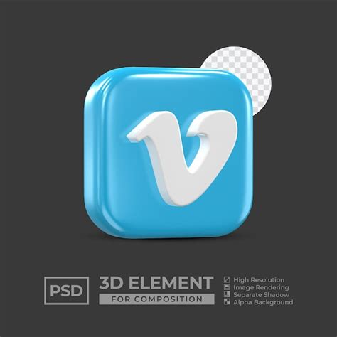 Premium Psd Vimeo Icon 3d Render Element For Composition Premium Psd