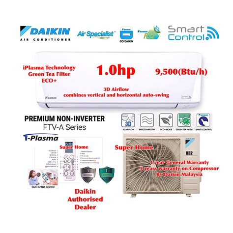 Daikin R Non Inverter Aircond Iplasma Hp Hp Ftv A Series