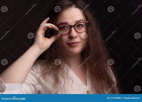 Portrait Of A Plump Brunette With Long Curly Hair Stock Image Image Of Long Glamour 171749587