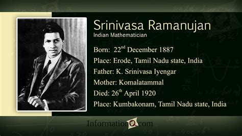 Srinivasa Ramanujan Biography | InforamtionQ.com