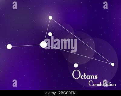 Octans The Octant Constellation Vector Illustration With Basic Stars