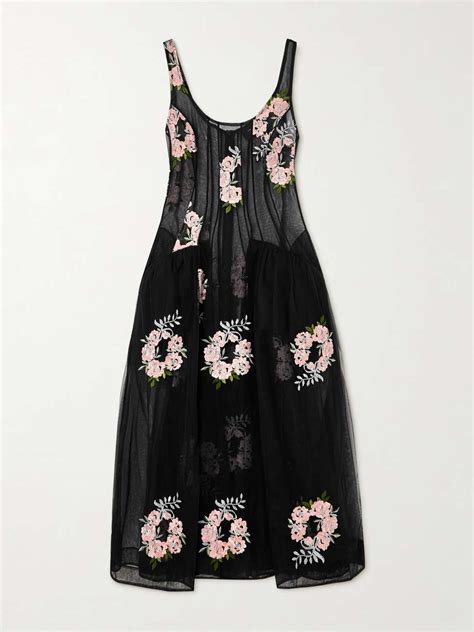 Simone Rocha Embroidered Tulle Midi Dress Net A Porter