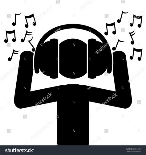 Vector Illustration A Man Listening Music His Stock Vector Royalty