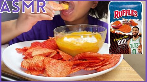 ASMR NEW FLAMIN HOT BBQ Ruffles Mukbang Extreme Crunchy Sounds