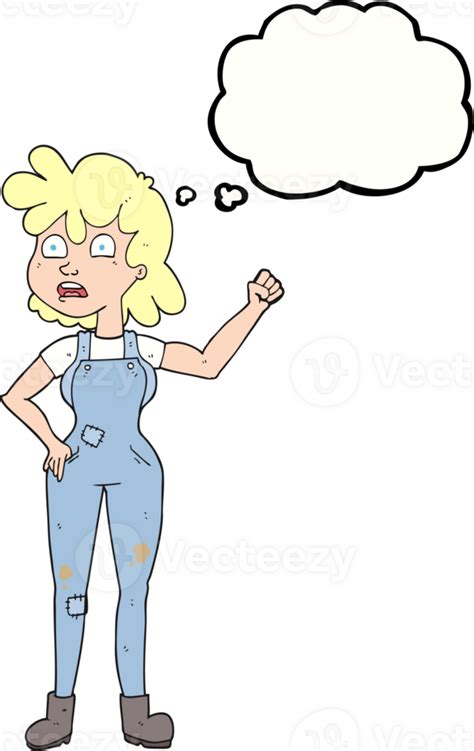 Hand Drawn Thought Bubble Cartoon Woman Shaking Fist 40552193 Png