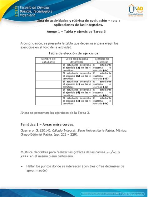 Anexo 1 Tabla Y Ejercicios Tarea 3 Pdf Integral Zona