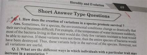 Heredity And Evolution 69short Answer Type Questionsq 1 How Does The