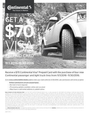 Fillable Online Receive A 70 Continental Visa Prepaid Card With The