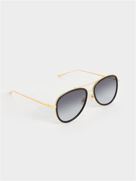 Recycled Acetate Gradient Tint Aviator Sunglasses Black Shopperboard