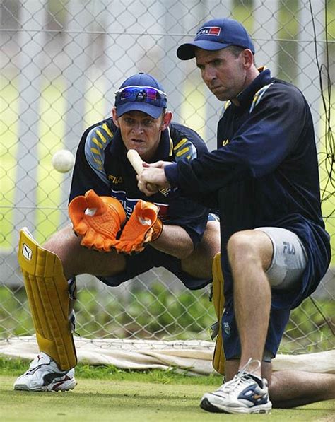 Tim Nielsen Gives Adam Gilchrist Some Catching Practice Espncricinfo