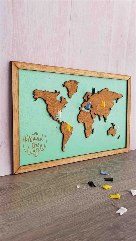 Personaliza Y Compra Tu Mapa Mundi De Corcho En Quinde Blue