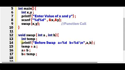 Swapping Two Numbers C Code Youtube