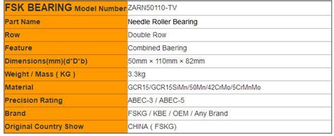 Combined Zarn Tv Needle Roller And Thrust Cylindrical Roller