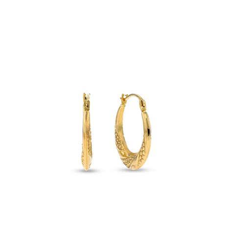 9ct Yellow Gold Creole Diamond Design Earrings