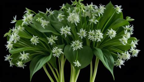 Premium Photo Wild Garlic Flower On An Isolated Black Background