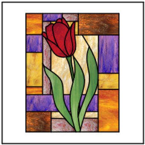 Patchwork Tulip Stained Glass Pattern Etsy