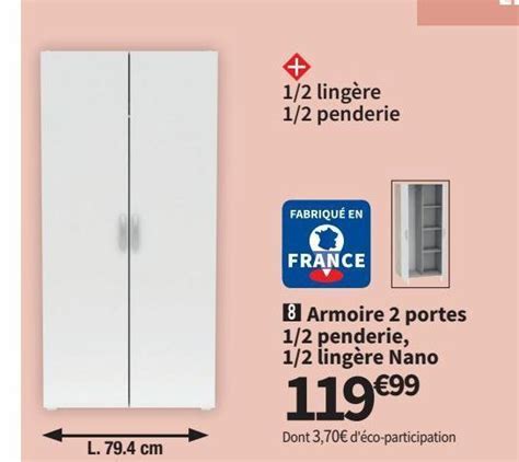 Promo Armoires 2 Portes 1 2 Penderie 1 2 Lingere Nano Chez Conforama