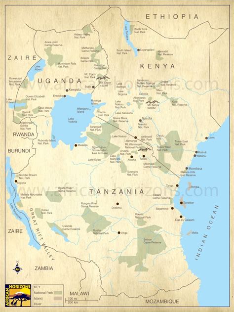 Map Of East Africa Kenya Uganda Tanzania Zanzibar East