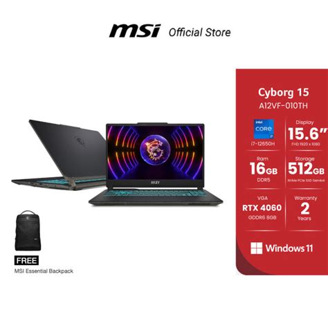 Msi Notebook Cyborg 15 A12vf 010th 15 6 I7 12650h Rtx 4060 16gb 512gb Windows 11