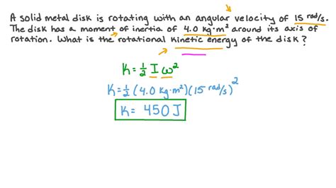 Question Video Calculating The Rotational Kinetic Energy Of A Disk Nagwa